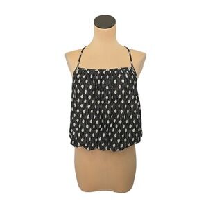 Anthropologie Black Bubble Style Lined Polka Dot Camisole Top Womens Medium